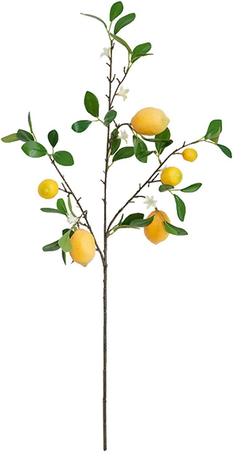 3Pcs Artificial Lemon Tree Branches for Vase Decor