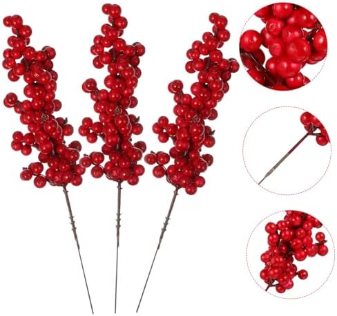 8PCS Artificial Red Berry Branches for Christmas Decor