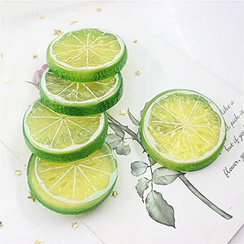 30 Piece Plastic Green Lemon Slices Decorative Artificial Fruit