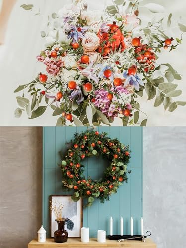 Forlaoers 2pcs Artificial Pomegranate Flowers for Christmas Decorations