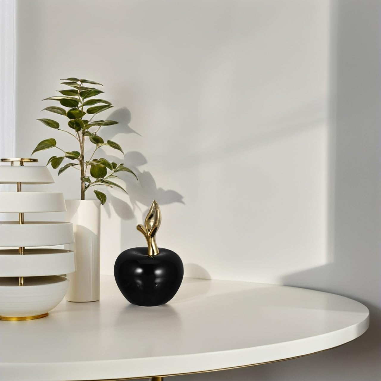 Cabilock Ceramic Apple Figurine Ornament Black