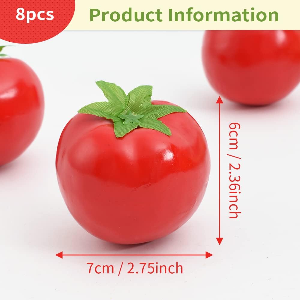 8pcs Artificial Tomatoes for Kitchen Decor and Photography Props