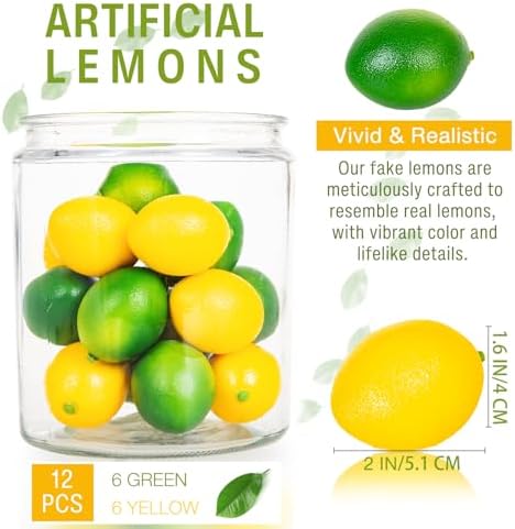 12 Pcs Artificial Lemons for Home Kitchen Decor