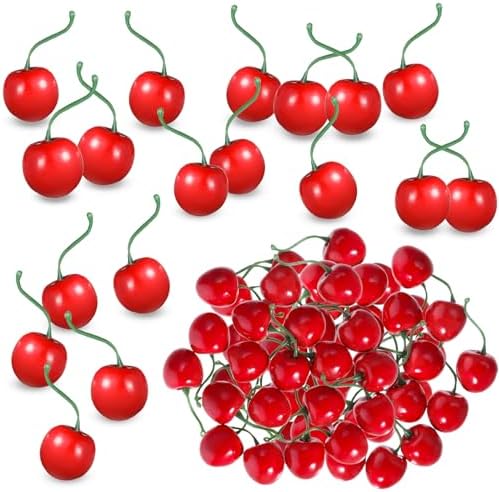 50Pcs Artificial Cherries Lifelike Decor Photography Props