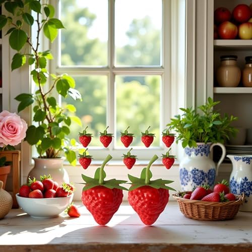10 Pcs Realistic Artificial Strawberries Decorations