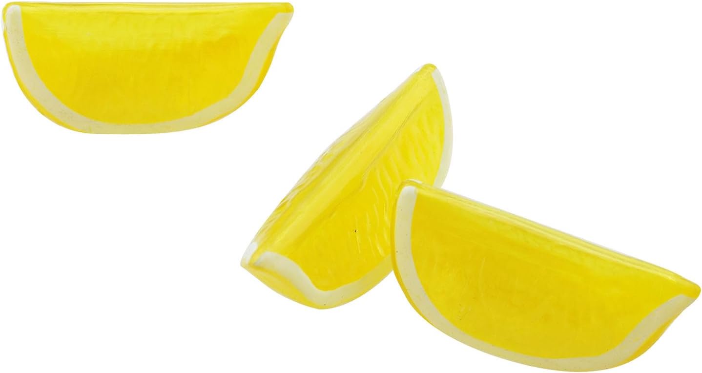 RLECS 10PCS Artificial Yellow Lemon Slices 3x15cm