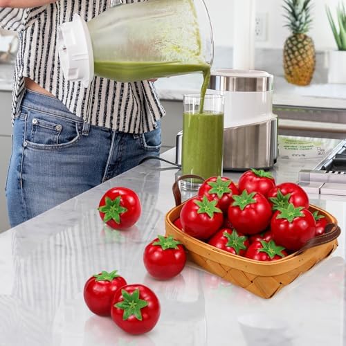 Lorigun 15 Pcs Artificial Red Tomatoes for Decor