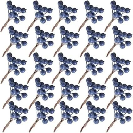 Artificial Silk Blueberries for Home Decor 25 Pack