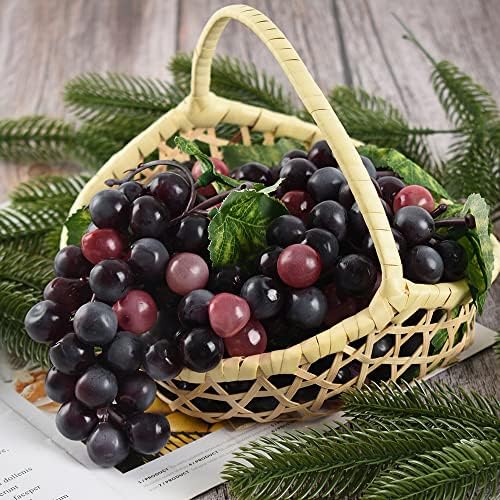 Luckforest Artificial Grapes 6Pcs Red Frosted Cluster Decor