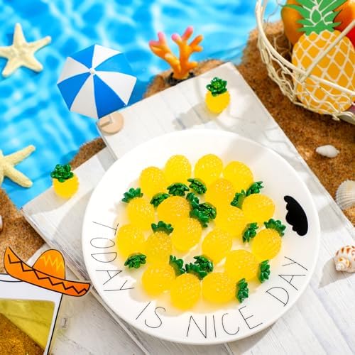 100 Pcs Mini Resin Pineapples Glow in the Dark Decorations