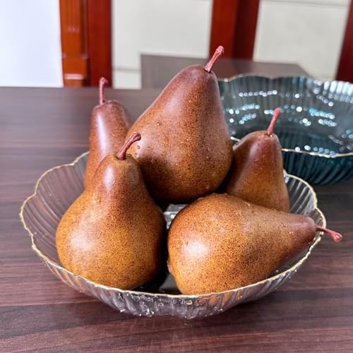Lovmeety 6Pcs Artificial Brown Pears Decor