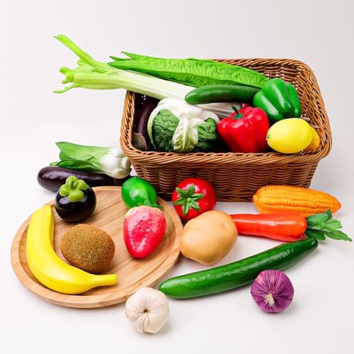 16 Pcs Realistic Plastic Fake Vegetables and Fruit Set