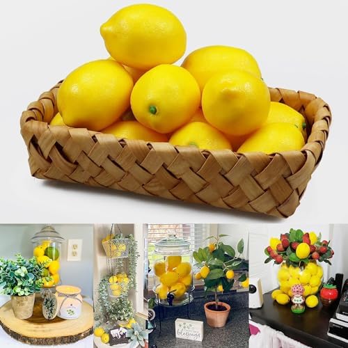 AKOAK 4 Pcs Artificial Yellow Lemon Decoration