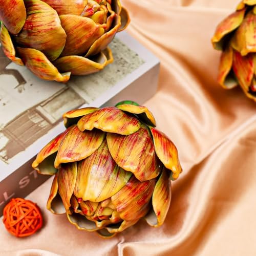 3pcs Realistic Artificial Artichokes Yellow Decor