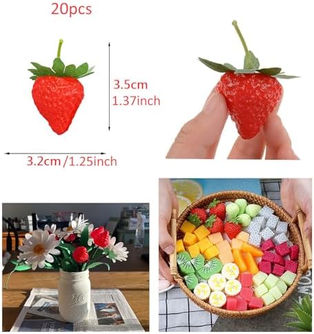20pcs Artificial Red Strawberries for Party Decoration
