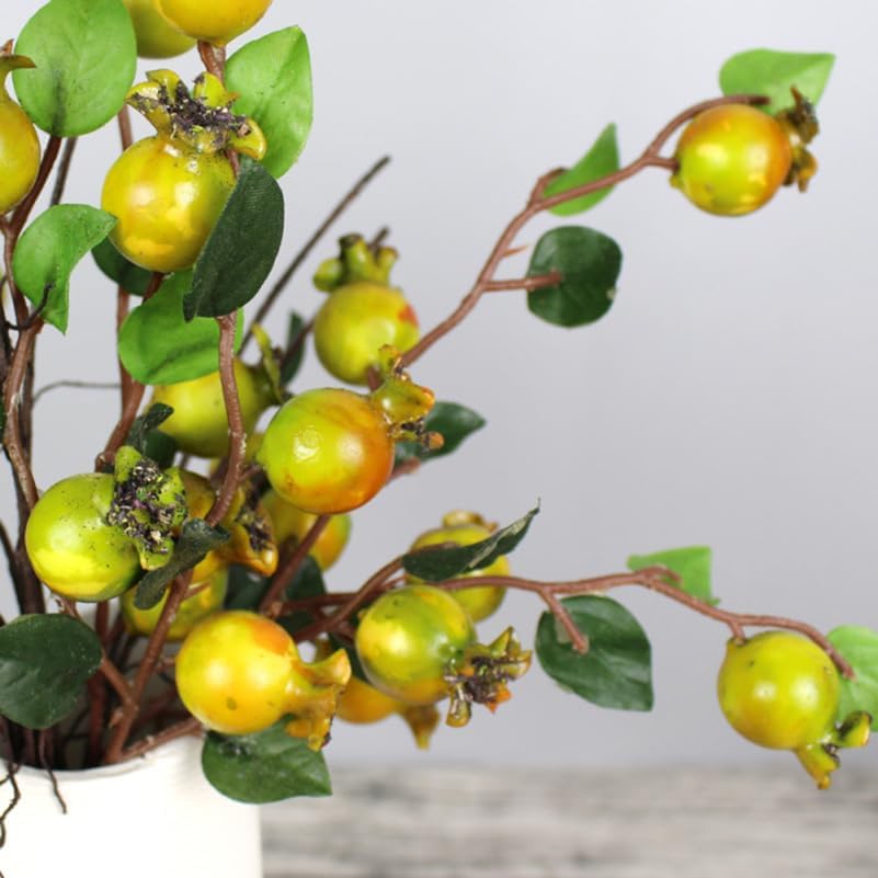 Group of 6 Artificial Pomegranate Branches for Vase Decor
