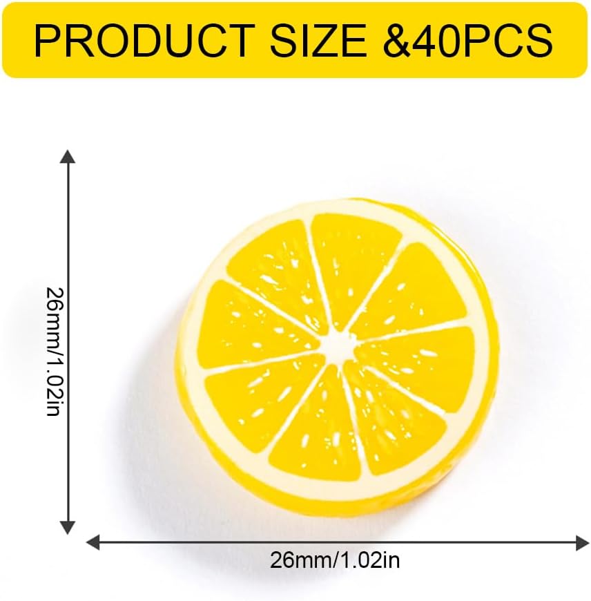 40PCS Realistic Artificial Lemon Slices for Decor