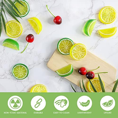 40Pcs Artificial Lifelike Cherries and Lemon Decor