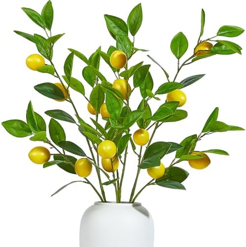 36 Inch Artificial Lemon Branches with Realistic Fruits and Leaves