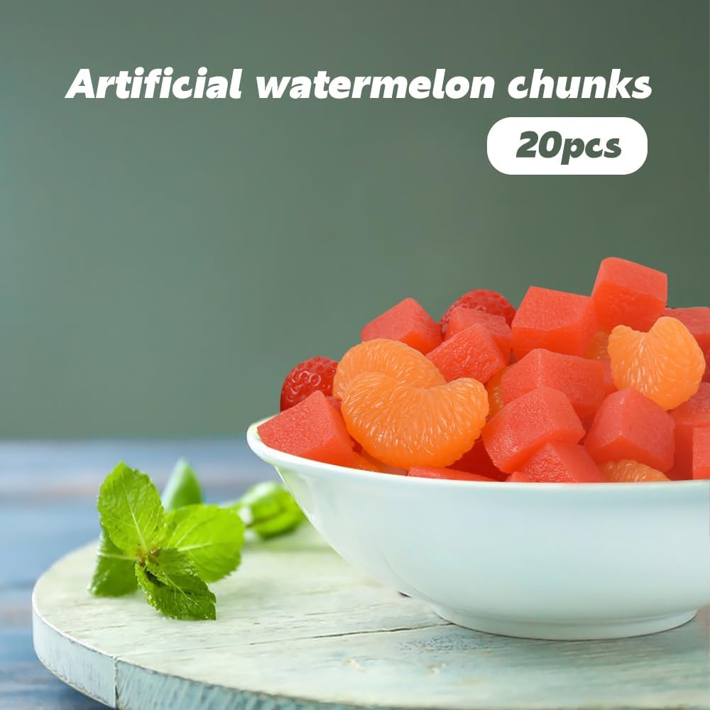 Hagao Fake Watermelon Flesh Slices 20pcs Artificial Fruit Decorations
