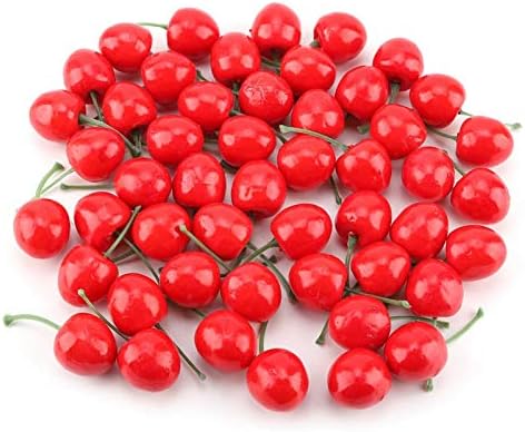 20Pcs Red Artificial Cherries Decoration Decorative Fruit Ornament