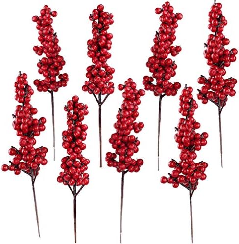 SUPVOX Red Fruit Artificial Berry Branches for Christmas Decorations