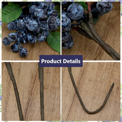 4PCS Artificial Blueberry Branches for DIY Decorations and Bouquets