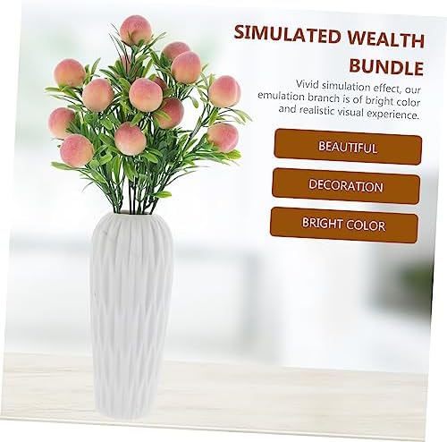 Artificial Peach Branches Vase Decor Set