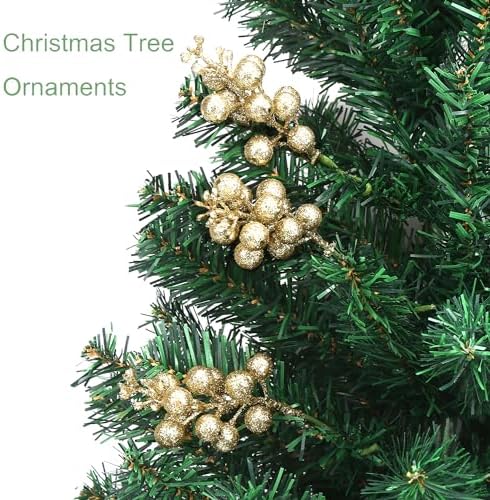 DIYASY Champagne Glitter Berry Stems 20Pcs Artificial Christmas Decor