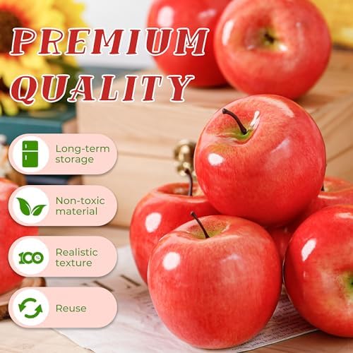Toopify 16PCS Artificial Red Apples for Home Decor