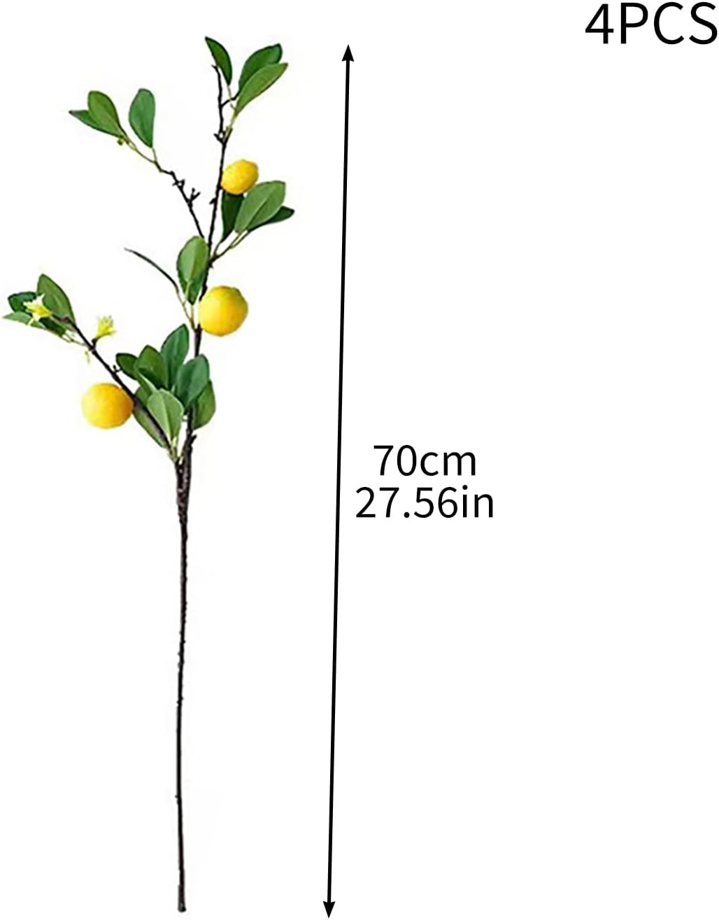 DULRLLY 4 Pcs Artificial Lemon Branches for Home Decor