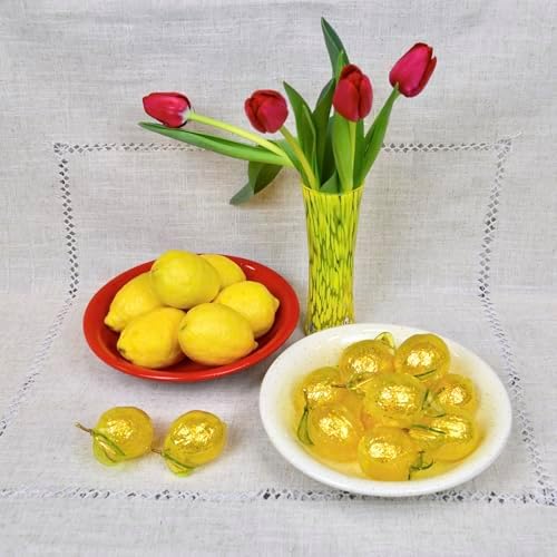 Hand Blown Yellow Lemon Murano Glass Ornament 3 x 2