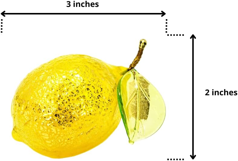 Hand Blown Yellow Lemon Murano Glass Ornament 3 x 2