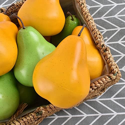 LUEYAO Artificial Yellow Pears 6pcs Decor Set