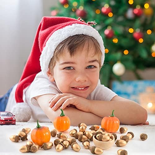 HUIANER Gold Artificial Acorns 50PCS for Christmas Decor
