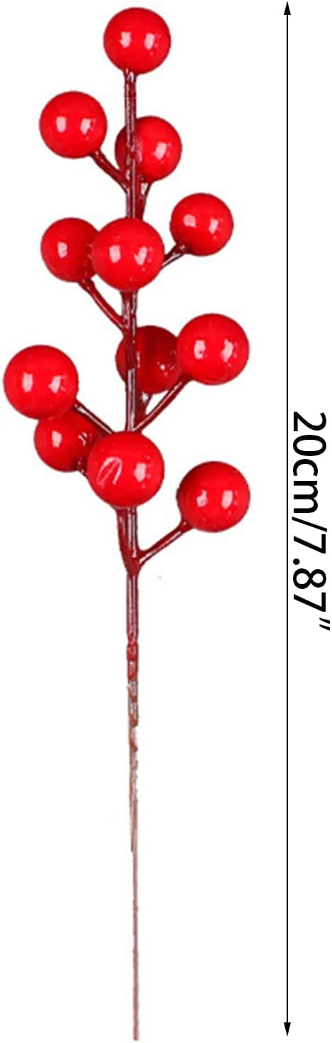 10Pcs Artificial Red Stems with Berries for Christmas Decor