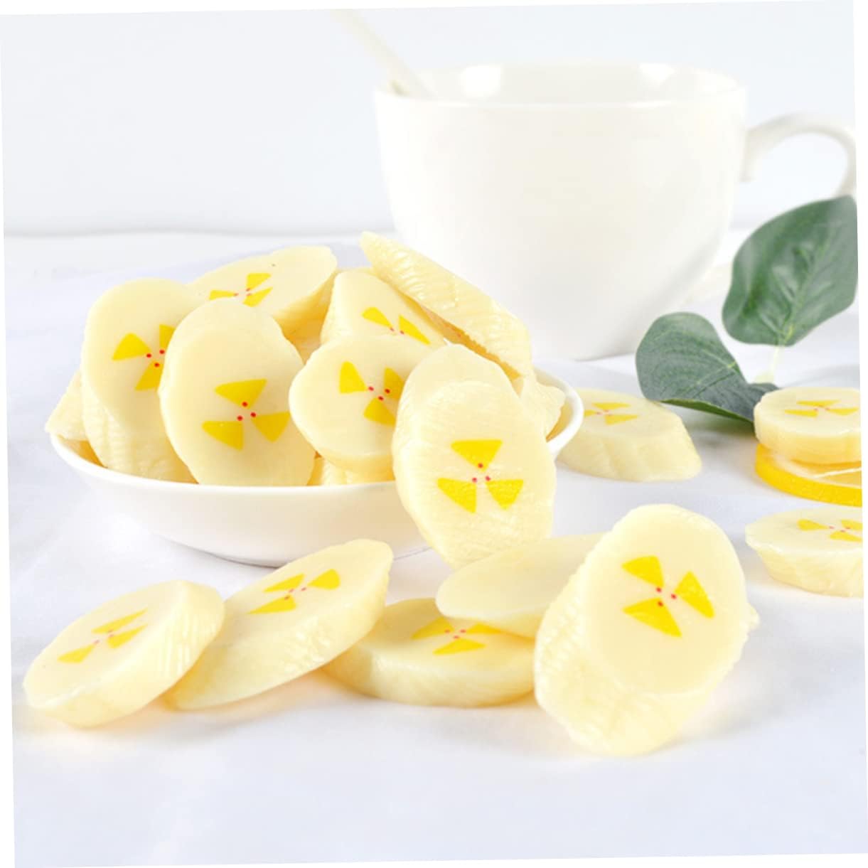 SAFIGLE 20 Pcs Fake Banana Slices Kitchen Decor Photography Props