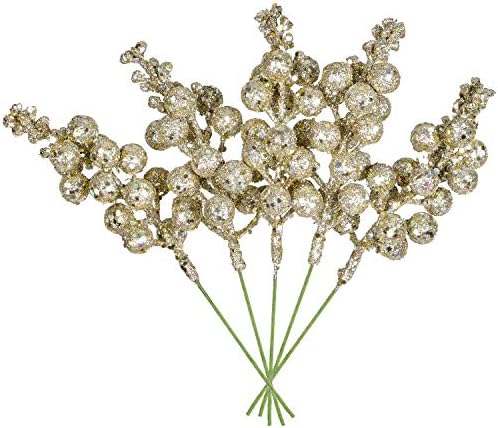 14 Pack Glitter Berry Stems for Christmas Decor