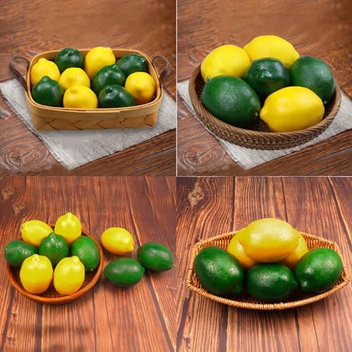 12 Pcs Fake Lemons Set Realistic Artificial Fruit for Home Decor and Photography
