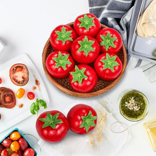 Lorigun 15 Pcs Artificial Red Tomatoes for Decor