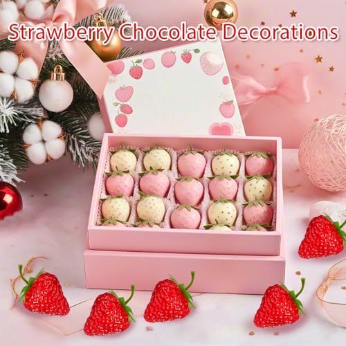 50 pcs Artificial Strawberries Decor for Cakes and Parties