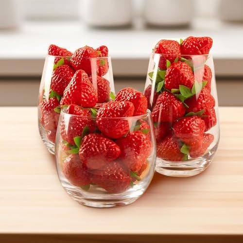 60PCS Artificial Strawberries Kitchen Decor Lifelike Display Props