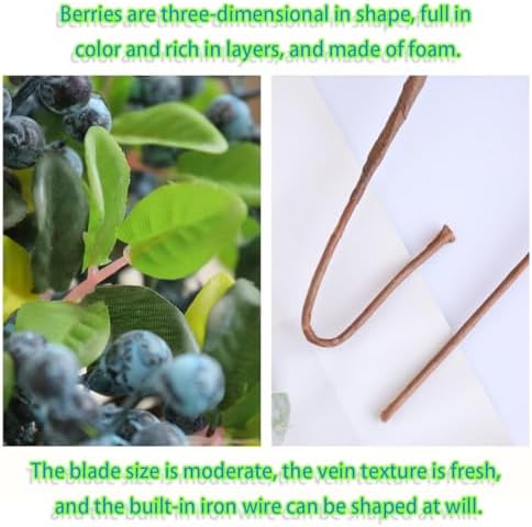 Artificial Blueberry Stems 3pcs for Decorations