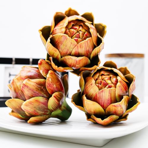 3pcs Realistic Artificial Artichokes Yellow Decor