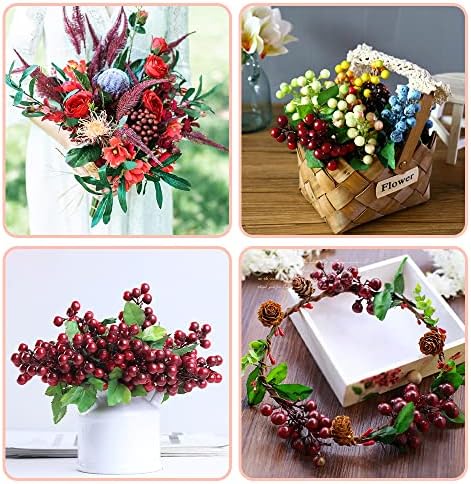 HUIANER Artificial Dark Red Berries with Stems