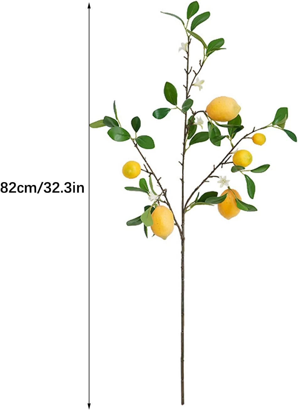 3Pcs Artificial Lemon Tree Branches for Vase Decor