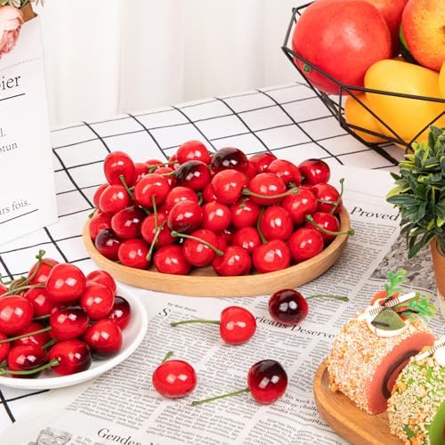 180Pcs Artificial Red and Black Cherries Decor