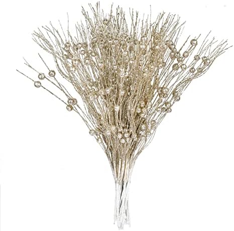 DearHouse 22Pcs Christmas Glitter Berry Stems for Tree Decor