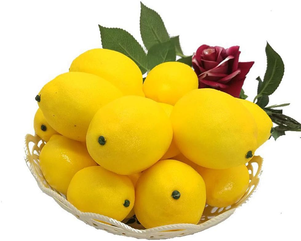 KABAKE Faux Yellow Lemons Artificial Fruit 10 Pack