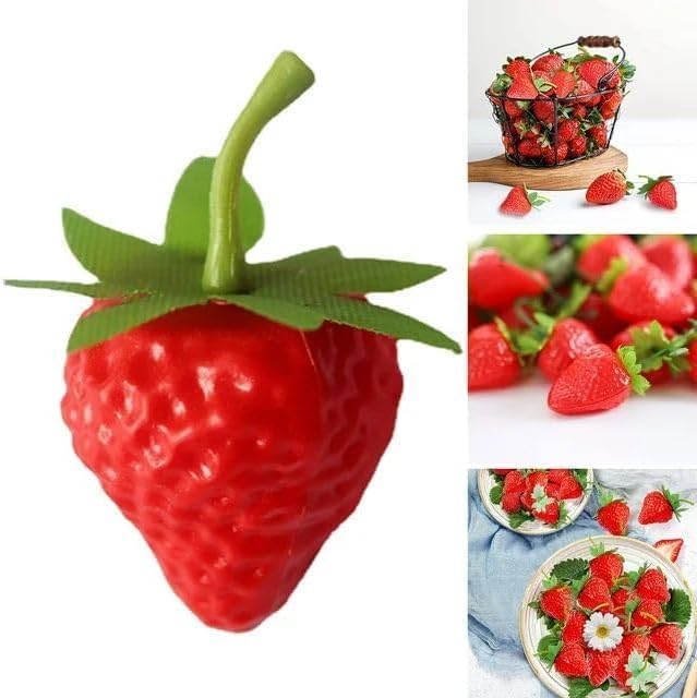 10Pcs Red Artificial Strawberries for Decor and Photography